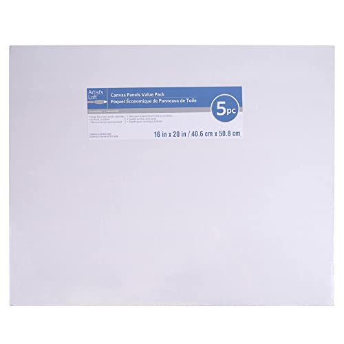 Artist's Loft 16" x 20" White Canvas Panel Value Pack Necessities - Archival Quality and Acid Free Cotton Canvas for Acrylic and Oil Paints - 1 Pack