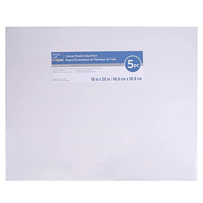Artist's Loft 16" x 20" White Canvas Panel Value Pack Necessities - Archival Quality and Acid Free Cotton Canvas for Acrylic and Oil Paints - 1 Pack