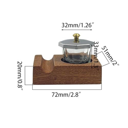 Ink Well for Dip Pen Wooden Calligraphy Pen Holder Oblique Nib Holder Glass Ink Bottle Container Desktop Tabel Decoration