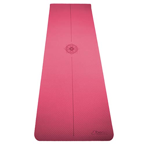 SuperLite TPE Yoga Mat for Exercise - 6mm Thick Comfortable Workout Exercise GYM Mat for Adult - Eco Friendly Extra-long Non Slip Yoga Mat for Yoga, Pilates, Gym and Stretching - 72”x24” - color: Rose