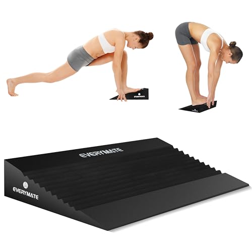 EVERYMATE Slant Board Calf Stretcher, Non-Slip Heel Elevated Squat Wedge Block for Weightlifting and Calf Stretching, Knees Over Toes Equipment 1000LB - color: Slant Board-15 degrees