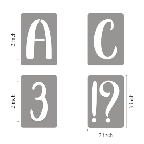 2 Inch Letter Stencils for Painting - 42 Pack Alphabet Letter Number Templates with Signs, Reusable Plastic Alphabet Stencils for Chalkboard Fabric Rock Wood Crafts Painting - size: 2 Inch