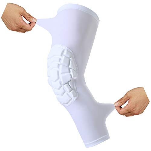 SZKANI Knee Pads Compression Leg Sleeve Knee Sleeve for All Sports Wrestling Protector Gear, 1 Pair of Knee Paded - color: White_2 Pack, size: X-Small