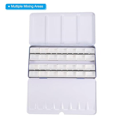 PATIKIL Empty Watercolor Palette, Metal Watercolor Tin with 28pcs Full Pans Paint Case with Lid Paint Box for Travel Gouache Oil Painting, Blue 28 Wells - color: Blue, style: 28 Wells