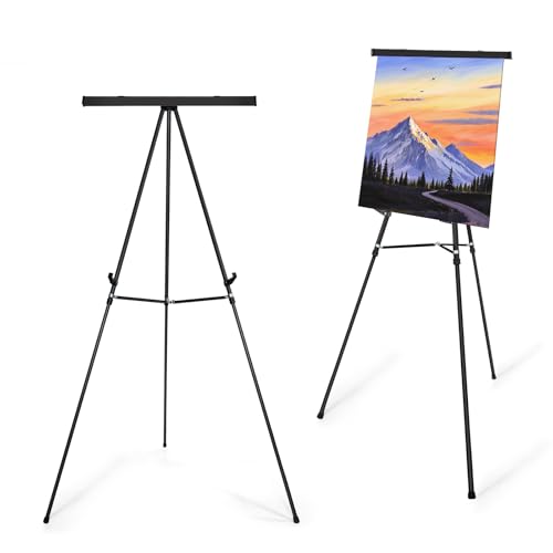 Falling in Art Extra Large 70" High Flip Chart Tripod Display Easel, Black | Heavy Duty Aluminum Presentation Stand, Showroom Display Stand for Signs, Paintings, and Posters - style: 70'' Black 1-Pack