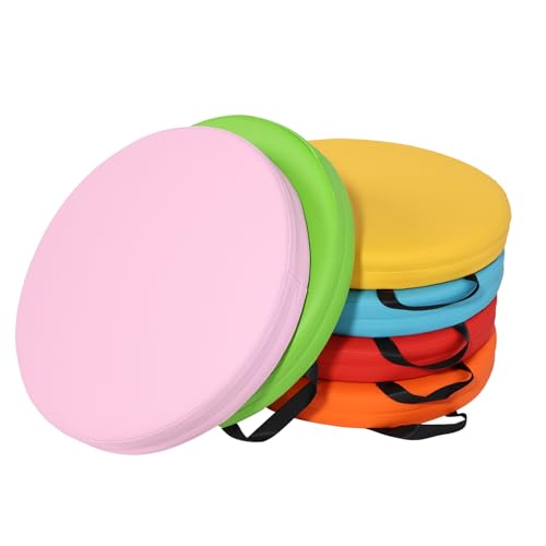 6 Pcs Flexible Floor Cushion, Waterproof Cushions Easy to Clean and Carry,16''x16''x2'' Soft Cushion for Learning Sitting Daycare Chair Yoga and Meditation (PU Leather) - color: Leather-a, size: 16 x 16 x 2 Inches