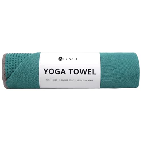 Eunzel Yoga Towel,Hot Yoga Mat Towel with Grip Dots Sweat Absorbent Non-Slip for Hot Yoga, Pilates and Workout 24" x72", Dark Cyan - color: Dark Cyan, size: 72" x 24"