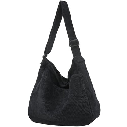 Canvas Tote Bag Casual Hobo Crossbody Shoulder Bag for Women and Men Large Purse Messenger Bag Travel Work - color: 2-black