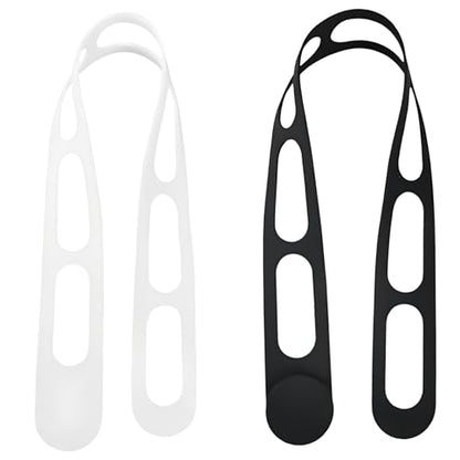 2 Pcs Reusable Silicone Strap, 21.65 x 1.57 in Universal Elastic Tie with Adjustable Buckle for Slow Cooker Lid, Bento Box, Yoga Mat Carrier, Travel Home Organizer, Black White