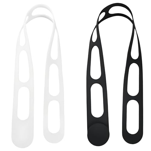 2 Pcs Reusable Silicone Strap, 21.65 x 1.57 in Universal Elastic Tie with Adjustable Buckle for Slow Cooker Lid, Bento Box, Yoga Mat Carrier, Travel Home Organizer, Black White