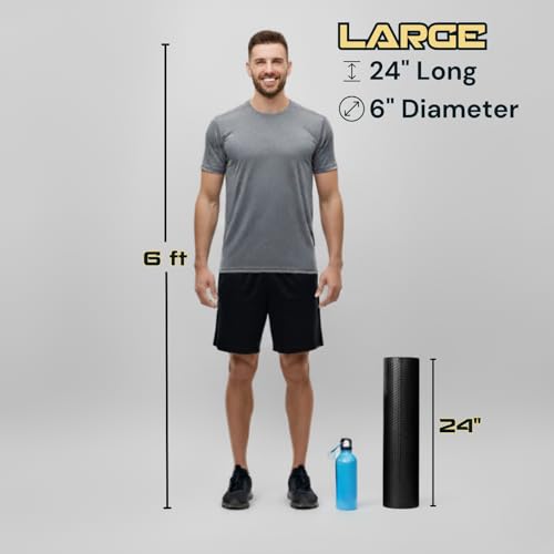 Fitizen Foam Roller – Muscle Massage Rehab Stiff Back Pain Physical Therapy Deep Tissue Firm Exercise Equipment Home Gym Stress Yoga Pilates for The Fit Citizen by FitNation - style: Large - 24 x 6 inches