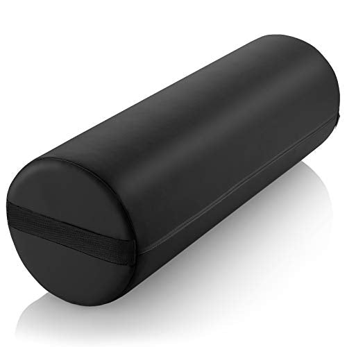 Saloniture Jumbo Round Massage Table Bolster Pillow Pad - 26 x 9 Inch - Black - color: Black