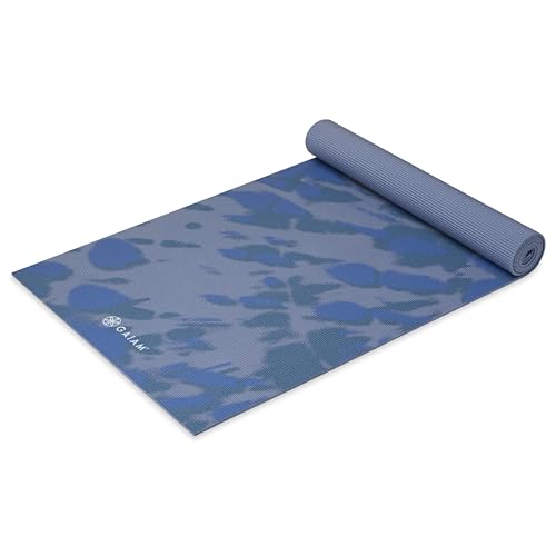 Gaiam Premium Yoga Mat, 6mm Thick Print Mat | Premium 6mm thick cushioning for joint support. Non-slip print design for yoga, Pilates & floor workouts. - color: Tie Dye Blast