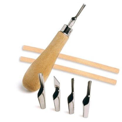 2 Sets Linoleum Carving Tools - 10 Replaceable Cutters | 2 Wooden Handles Stamp Carving Tools, Linocut Kit for Printmaking Ideal for Linocut, Woodworking, Precision Carving