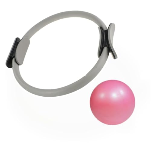 Pilates Ring and Mini Exercise Ball - Pilates Equipment for Home Workout,Magic Circle Pilates Ring 13 inch,Yoga,Core Training and Physical Therapy,Increase Flexibility & Agility. - color: Pink Pilates balls, style: Gray Pilates circles