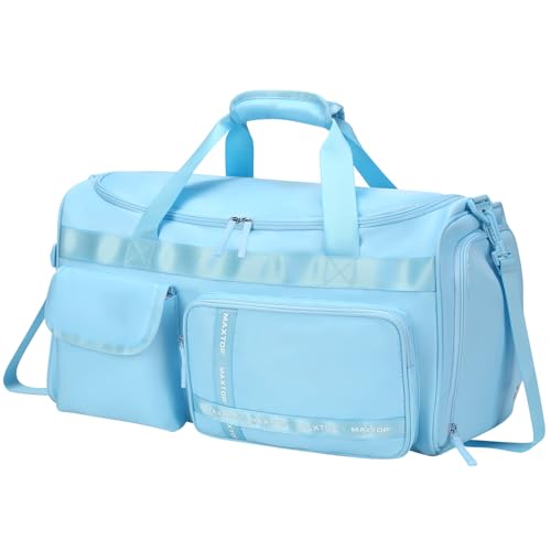 MAXTOP Large Gym Bag for Women Men Duffle Bag With Wet Dry Separation - color: Light Blue, style: Gym Bag