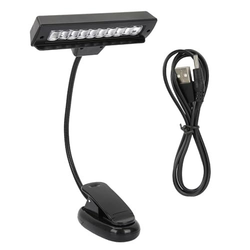 Music Stand Light, Clip on LED Lamp with 10 Bright LEDs, 360° Adjustable Gooseneck, USB or Battery Powered for Piano, Sheet Music, Desk, Travel