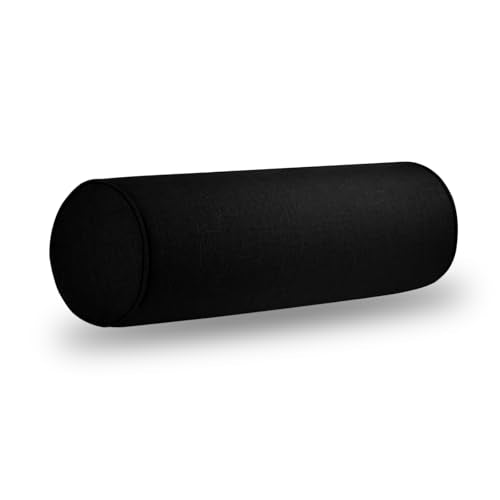 Tinbolunce Neck Roll Pillowcases with Zipper - Full Moon Bolster/Round Cylinder Pillow Case Cover for Bedroom, Living Room, Sofa - Solid Color Cervical Throw Pillow Covers - color: Black, size: 6" x 18"