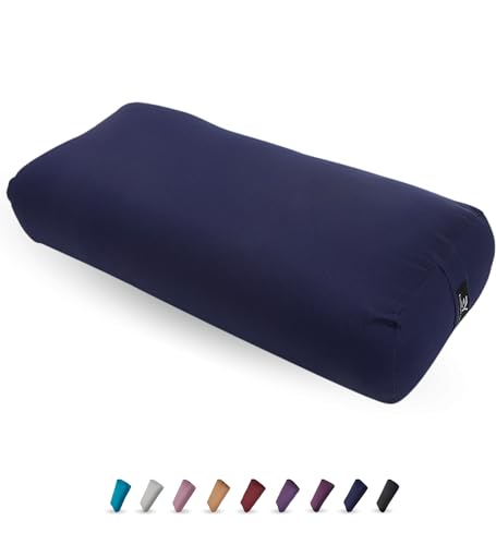 Everyday Yoga Bolster and Foam Block Set, Soft Non-Slip Surface for Stability, Balance, and Deepen Stretches - 4 Inch - True Navy