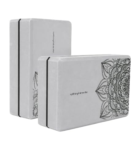nuveti Yoga Blocks Set of 2, High Density Yoga Brick Foam Blocks to Improve Strength, Flexibility and Balance Brick Foam Blocks - color: Grey