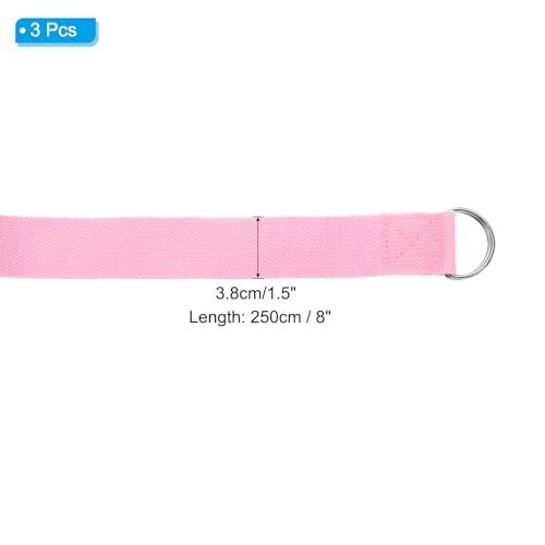 PATIKIL Yoga Strap for Stretching Cotton Yoga Belt with Adjustable Metal D-Ring Buckle Stretch Band for Fitness Pilates - color: Pink