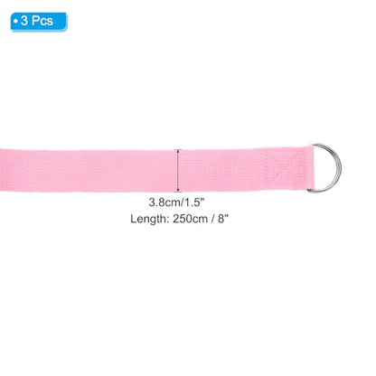 PATIKIL Yoga Strap for Stretching Cotton Yoga Belt with Adjustable Metal D-Ring Buckle Stretch Band for Fitness Pilates - color: Pink