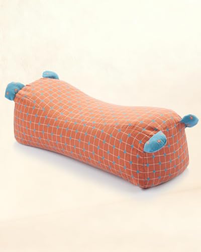 Adjustable Buckwheat Cervical Roll Pillow,16.5"x6.3" Firm Cylinder Bolster for Neck Lumbar Support, Pain Relief for Yoga Sleeping Recliner Use with Dot Plaid Pillowcase,Red - color: Red