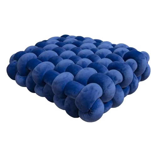 Knot Pillow Meditation Cushion Large Floor Cushions for Sitting Funky Throw Pillows Chair Pillows Soft Pad Square Knotted Seat Cushions for Home Decoration Living Room Bedroom Sofa Couch Blue - color: Blue, size: 13*12*4.5"