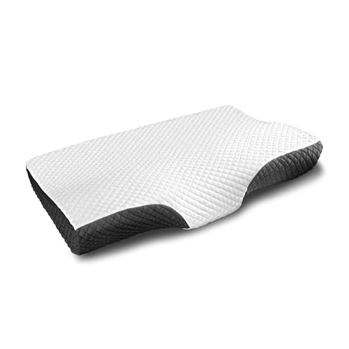 EPABO Contour Memory Foam Pillow Orthopedic Sleeping Pillows, Ergonomic Cervical Pillow for Neck Pain - for Side Sleepers, Back and Stomach Sleepers, Free Pillowcase Included (Soft & Queen Size) - color: Dark Grey, size: Queen(24*15*4.6 inches)