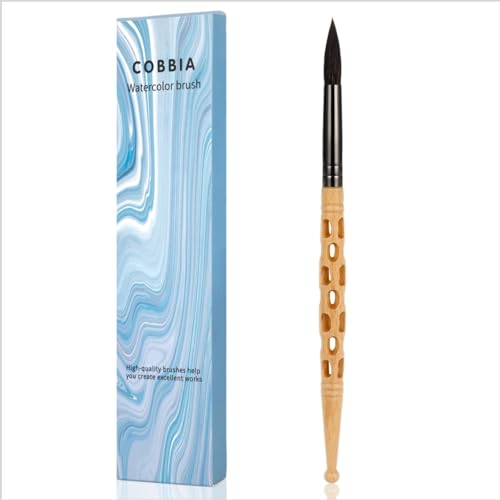 Round Watercolor Brush Size 10 - Large Squirrel Hair Brush for Washes, Backgrounds, Watercolor, Acrylic, Gouache, Oil -Hand-Sanded Hollow Handle for Superior Control - size: Size 10