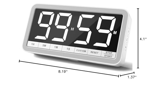VOCOO Large 7.8" Digital Timer, Magnetic LED Timer for Kitchen & Classroom | USB-C Rechargeable, Up to 99 Hours Count Up & Countdown Timer with 3 Brightness Levels, 4 Alert Modes and 3 Volume Levels - color: White