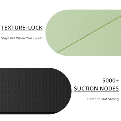 LVME Foldable Yoga Mat, 71"x24"x1/3" Thick(8mm), Non Slip Exercise Mat - color: Green+Black