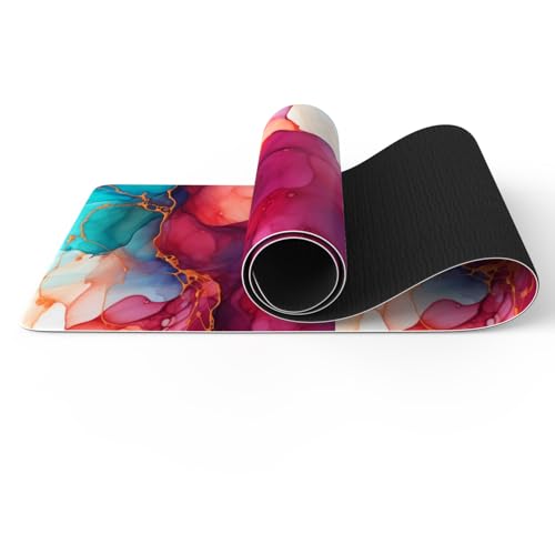 FOLAI Extra Thick Yoga Mat 6mm - color: abstract red