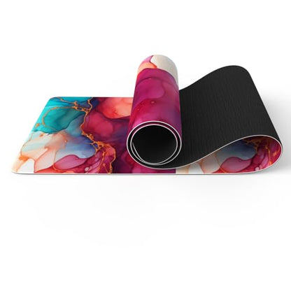 FOLAI Extra Thick Yoga Mat 6mm - color: abstract red