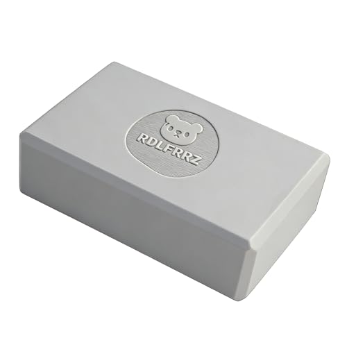 Premium Yoga Blocks - Non-Latex EVA Foam with Non-Slip Grip & Beveled Edges - Multiple Colors Available - Ideal for Yoga, Pilates, Meditation - Boost Stability, Balance and Deep Stretching - color: Grey