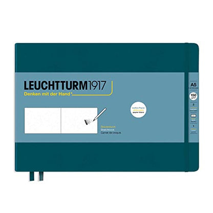 Leuchtturm1917 - Medium Landscape Hardcover Sketchbook (Pacific Green) - 112 Pages of 150g/m² Paper - color: Pacific Green, size: Medium Landscape (A5)