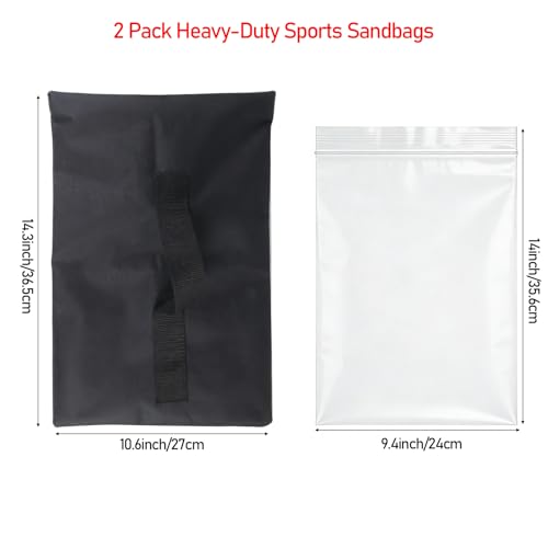 Sports Sandbags, 2-Pack Weighted Anchors for Baseball & Soccer | 2-pack heavy-duty sports sandbags, universal anchors baseball, soccer, golf, football & hockey nets, black, durable & secure