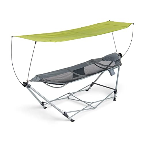 Lucania Portable Hammock with Stand and Canopy - Foldable Freestanding Heavy Duty Hammock for Indoor, Outdoor, Camping, Patio & Backyard (290 lbs Capacity)