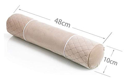 ALIBO Beige Bolster Adjustable Firm Neck Round Roll Support Pillow 18.9" x3.9" with Washable Pillowcase Pain Relief Cervical Roll Pillow for Back Sleeper,Linear Traction Cylinder Pillow - color: Beige