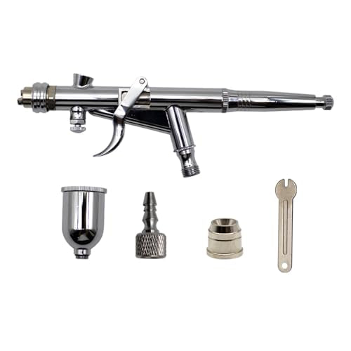 Uouteo Airbrush Trigger Gun, Air Brush Gun with 0.5mm Fan Spray Cap/Needles/Nozzles, 15 CC Cup for Painting Model Nails Cake Makeup - color: 217A 0.5mm Airbrush Kit