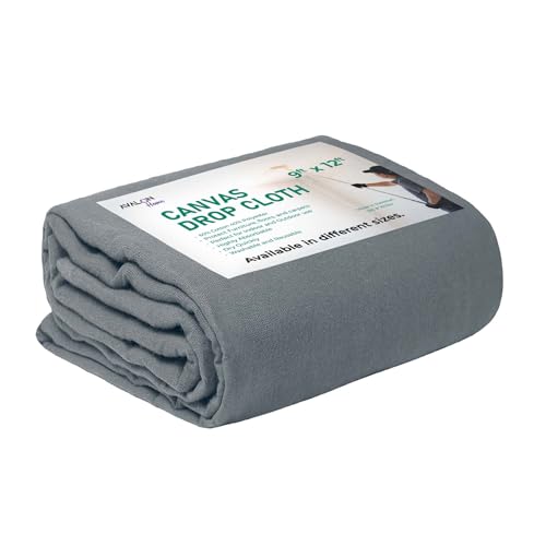 Canvas Drop Cloth for Painting 9x12 feet Pack of 1-8oz Painters Drop Cloths for Painting - All Purpose Canvas Tarps for Floor & Furniture Protection - Recycled Cotton Fabric - size: 9x12 Ft - 1 pc