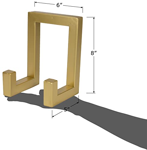 Red Co. 8” Tall Industrial-Style Metal Photo Frame Holder & Plate Display Stand Easel, Matte Gold - color: Gold