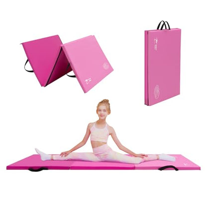 Kangaroo Hoppers Gymnastics Tumbling Mats Foldable Gym Tumble Mat for Kids - color: Gradient Pink, size: 3×6FT×1.5''
