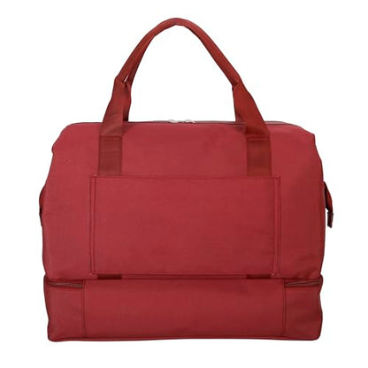 Jessica Simpson Countryside Weekender Duffel 100% Polyester Drop Bottom Bag - color: Burnt Russet