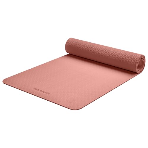Retrospec Zuma Yoga Mat 6mm Thick Non-Slip TPE Exercise Mat | Cushioned Workout Mat for Yoga Pilates and Home Stretching | 72 x 24 with Carrying Strap - color: Rose