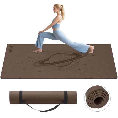 HAHE Extra Wide Yoga Mat, 72"x40"x0.4"Thick, Large Exercise Mats - color: Deep Brown