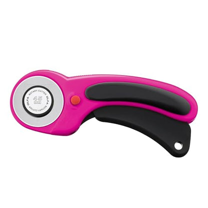 OLFA 45mm Ergonomic Rotary Cutter (RTY-2DX/MAG) - Endurance Blade, Magenta | 45mm rotary cutter, Endurance tungsten-steel blade, dual-action safety lock, squeeze grip - Quilters and Crafters