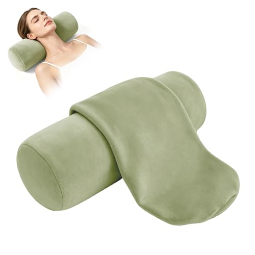 IFOYO Velvet Neck Roll Pillow Cover with Zipper, 16" x 6" Ultra-Soft Bolster Pillow Covers, Machine Washable Round Pillows Covers for Sleeping & Bedroom, Living Room, Sofa Decor, Case Only, Green - color: Green, size: 16"