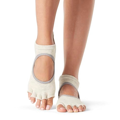 toesox Bellarina Grip Socks for Women, Half-Toe - color: Oatmeal, size: Small