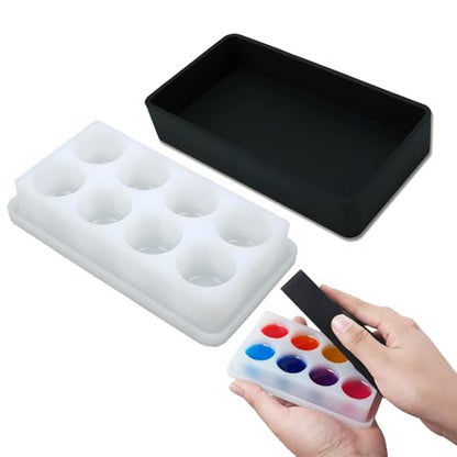 BIGEBO Silicone Palette with Lid, Non-Stick Silicone Paint Palette Resin Color Mixing Box for UV Resin Accessories Tools
